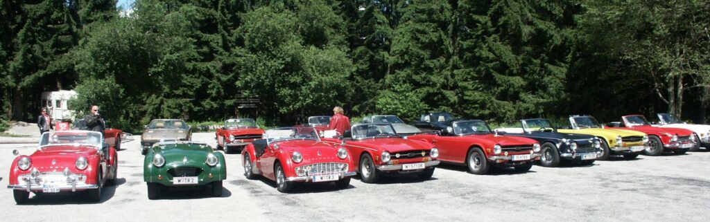 Triumph TR 2 bis TR 8 in einer Reihe